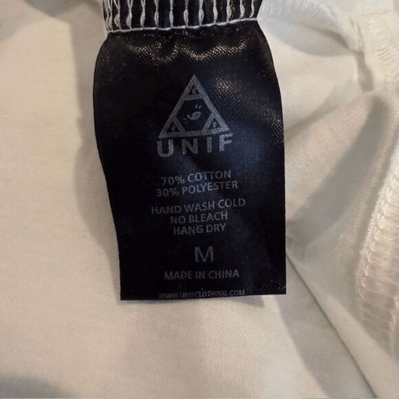 UNIF Slater Garter Clip Top Long Sleeve Scoop Neck White Stretch Size Medium - Picture 6 of 11